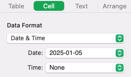 Numbers data format