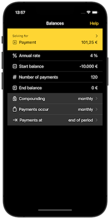Balances payment screenshot